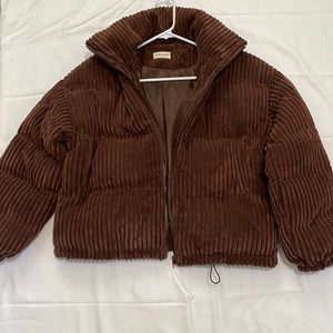 Corduroy cozy puffer jacket